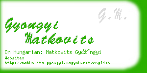 gyongyi matkovits business card